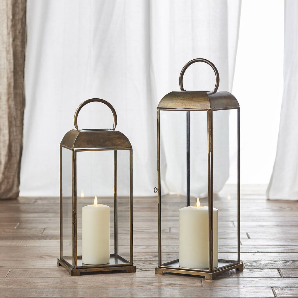 Senta Artisan Floor Candle Lantern Pair By Lights4fun