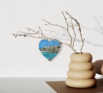 Port Isaac Hanging Wooden Heart Collage Art Of Cornwall, 2 of 2