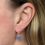 Circle Blue Opal October Birthstone Earrings, Gold, thumbnail 2 of 6