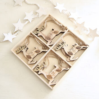 Leaping Reindeer With Golden Antlers Set Of Eight, 2 of 2