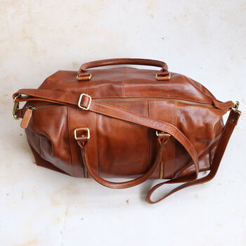 Leather Holdall Bag, Tan, 5 of 6