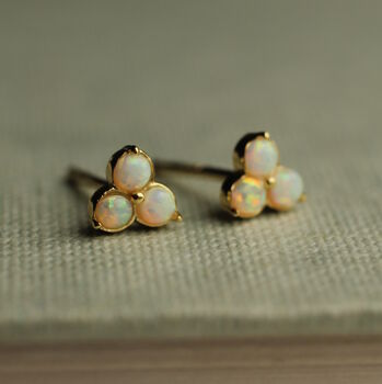 White Opal Stud Earrings, 5 of 7