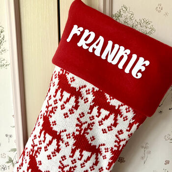 Personalised Nordic Knitted Christmas Stocking, 2 of 4