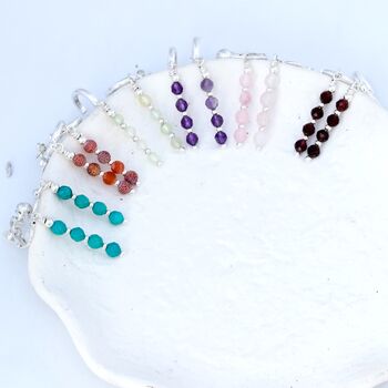 Precious Stone Drop Earrings On Hoops, 4 of 10