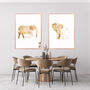 Gold White Elephant Silhouettes Wall Art Print, thumbnail 4 of 6