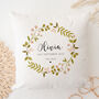 Personalised Floral Wreath Baby Cushion, thumbnail 1 of 3