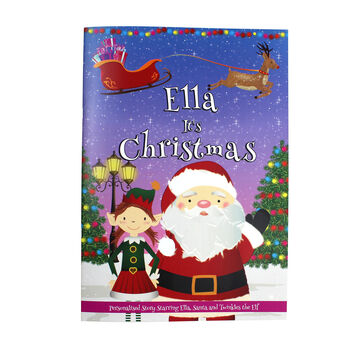 Personalised Girls Christmas Story Book With Santa And Elf, 7 of 7