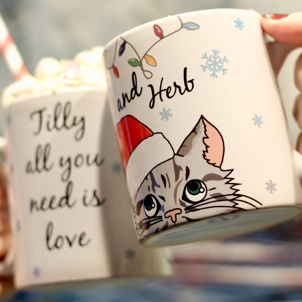 Personalised Christmas Cat Mug, 1 of 12