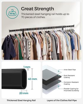 Extendable Clothes Rack On Wheels Shelf Clothes Rail, 3 of 11
