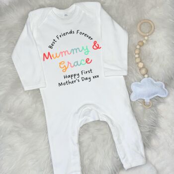 First Mother's Day Best Friends Forever Personalised Babygrow, 8 of 9