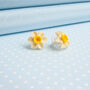 Hand Painted Daffodil Stud Earrings In Two Sizes, thumbnail 2 of 4