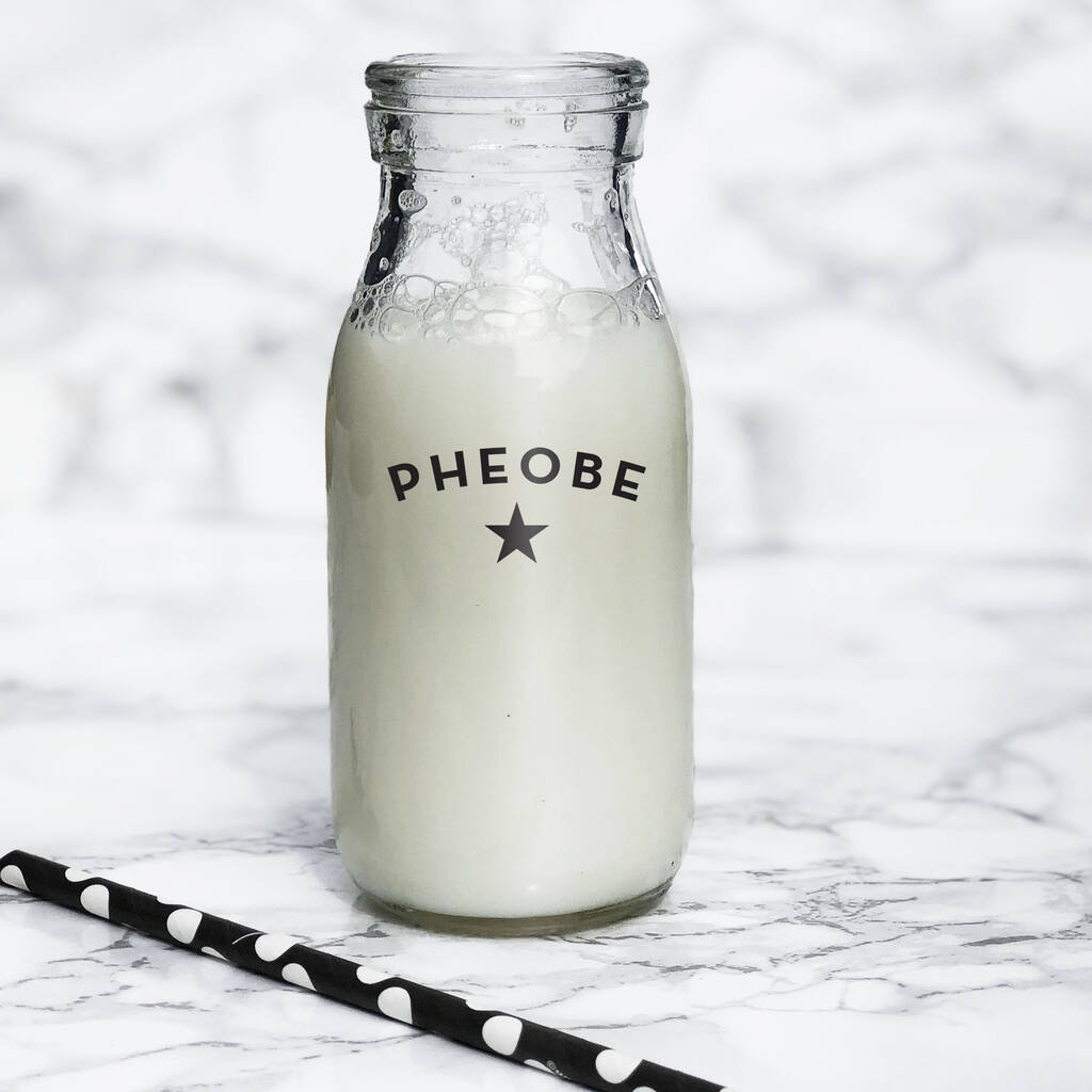 Personalised Vintage Style Glass Milk Bottle By Two Stories Gifts