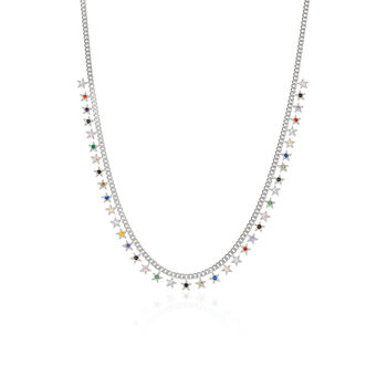 Rainbow Multiple Star Sterling Silver Station Necklace, 8 of 8
