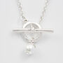 Silver Pansy And Pearl Toggle Necklace, thumbnail 4 of 9
