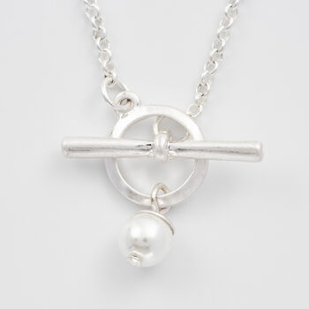 Silver Pansy And Pearl Toggle Necklace, 4 of 9