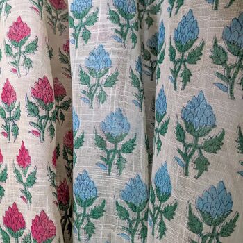 Handmade Indian Block Printed Floral Scarf, Khadi Cotton, 3 of 9