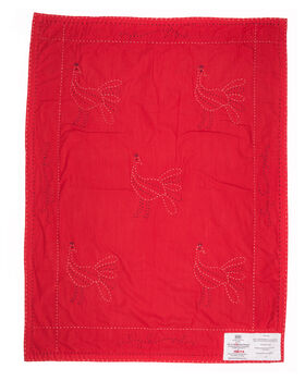 Embroidered Peacock Blanket In Orange And Red, 6 of 6
