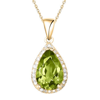Peridot 18k Gold Plated Pear Drop Necklace, 2 of 4