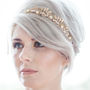 Celena Gold Leaf Starburst Pearl Bridal Headpiece, thumbnail 2 of 4