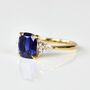 Sri Lankan Blue Sapphire Trilogy Engagement Ring, thumbnail 2 of 4