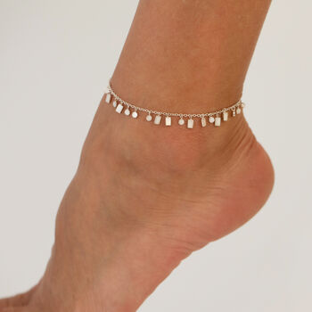 Custom Morse Code Mother Of Pearl Anklet, 9 of 9