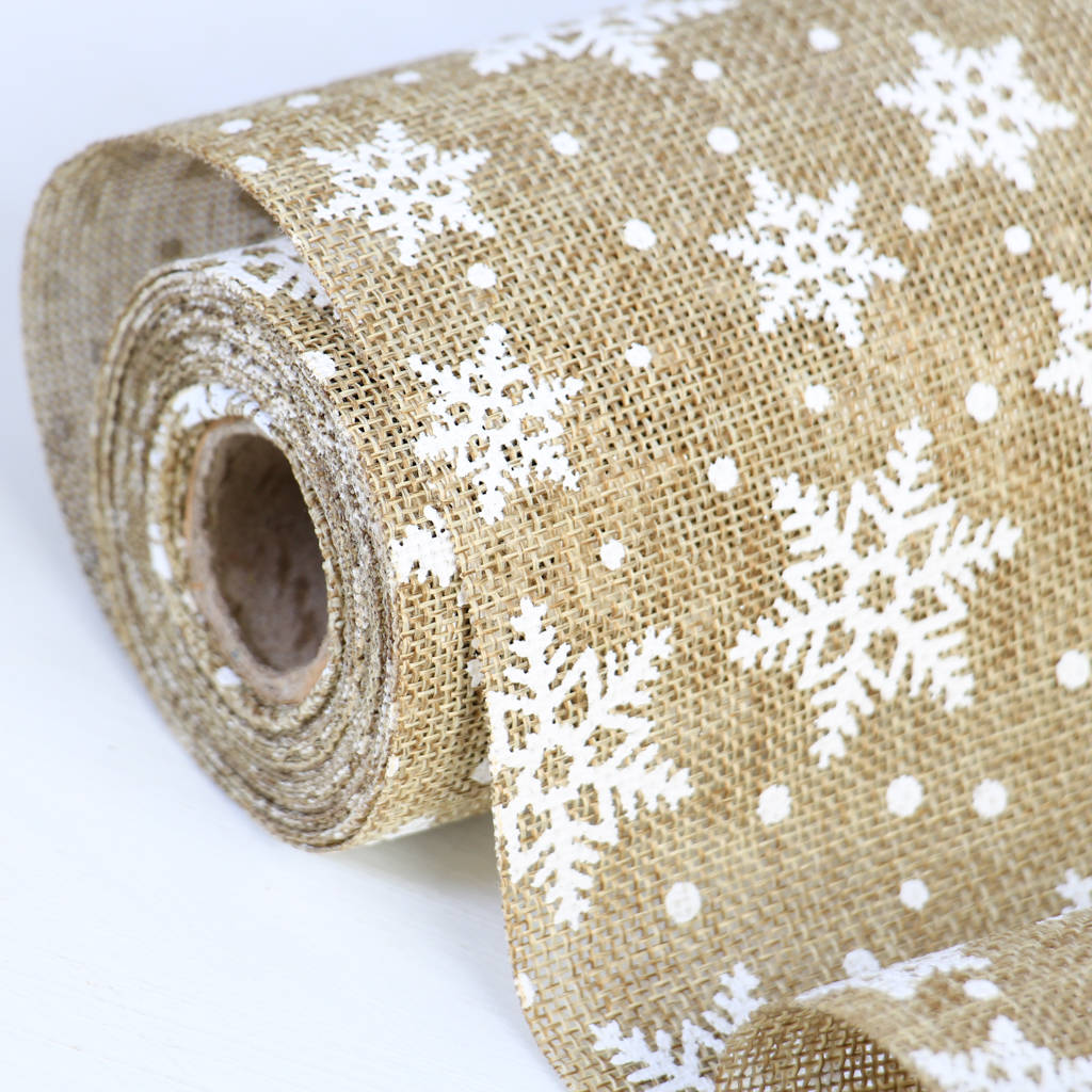 snowflake and jute christmas table runner by dibor