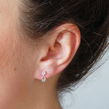 Sterling Silver Diamante Drop Earrings, 2 of 3