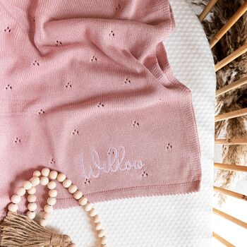 Pointelle Baby Knit Blanket | Personalised, 4 of 5