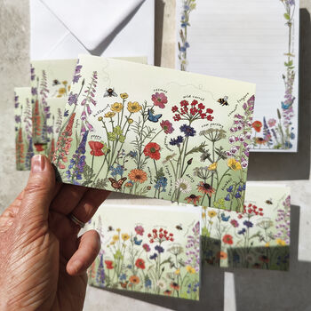 Butterflies And Bees Wildflowers Stationery Bundle, A5 Notepad And Six Folded Cards And Envelopes, 7 of 8