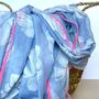 Tropical Leaf Scarf With Border In Denim Blue, thumbnail 2 of 4