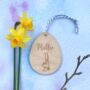 Personalised Wooden Easter Basket Tag Hare Design, thumbnail 1 of 2