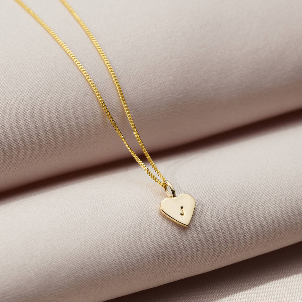 Mini 9ct Gold Initial Heart Necklace By Posh Totty Designs