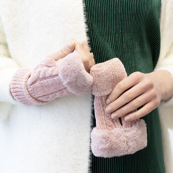 Chenille Knit Fluffy Finish Hand Warmers, 3 of 11