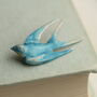 Blue Swallow Bird Brooch, thumbnail 2 of 7