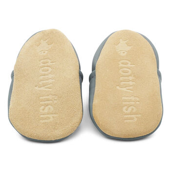 Dotty Fish Grey Elephant Soft Leather Shoes With Barefoot Soles, 7 of 8