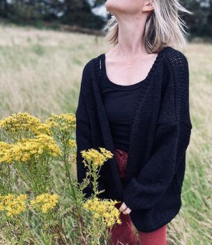The Hazel Knitted Cardigan In Black, 2 of 4