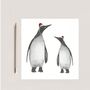 Penguin And Baby Festive Red Hat Christmas Card, thumbnail 2 of 5