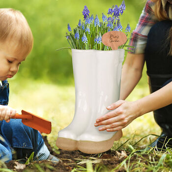 Two Personalised Welly Boots Planters Gift Set, 5 of 10