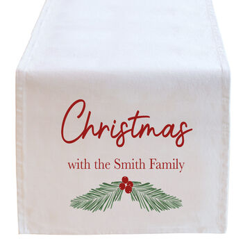 Christmas Holly Personalised Family Table Runner, 2 of 6
