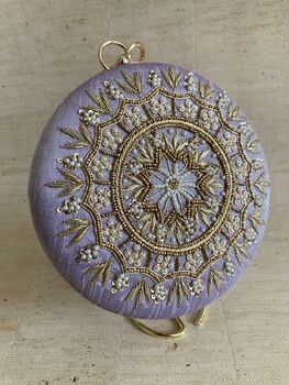 Purple Circular Raw Silk Bangle Clutch Bag, 4 of 11