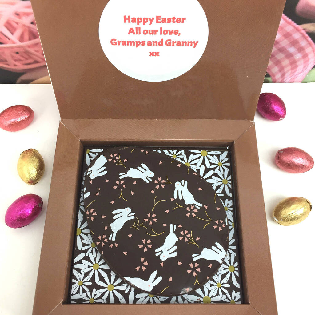 Personalised Dark Chocolate Rabbits Easter Egg Gift By Cocoapod