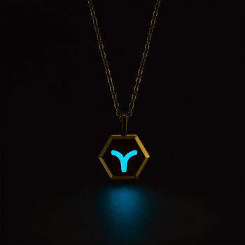 Aries Zodiac Glowing Pendant Necklace With Uv Keyring Torch, 3 of 12