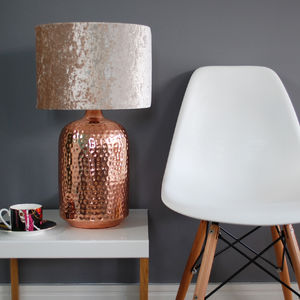 Copper Table Lamp With Choice Of Velvet Lampshade By Quirk Copper Table Lamp With Choice Of Velvet Lampshade By Quirk Notonthehighstreet