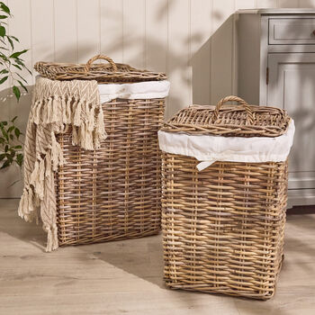 Faya Square Lined Rattan Laundry Basket, 2 of 6