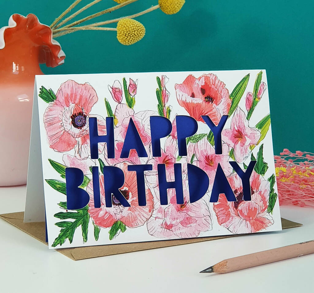 September Birth Flower Paper Cut Birthday Card, 1 of 4