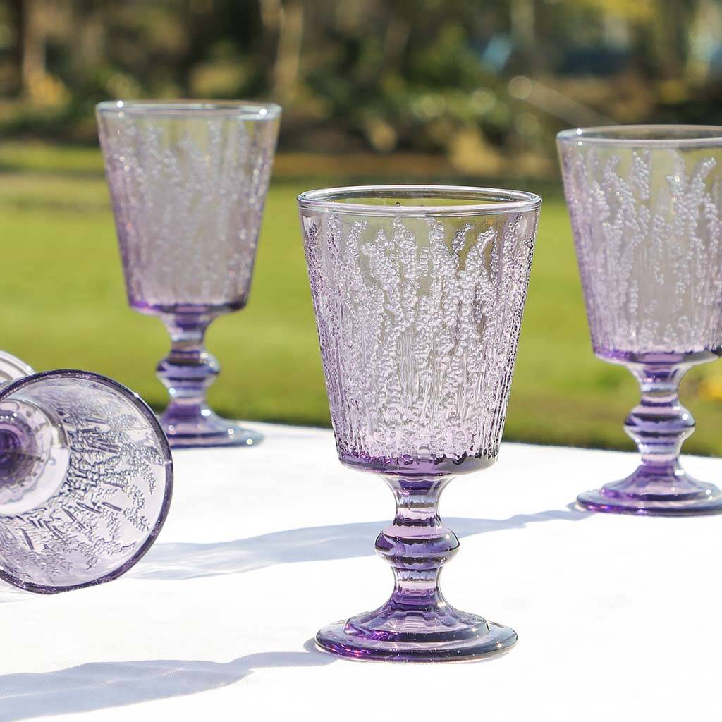 Set Of Four Heather Blooms Wine Goblets, 1 of 7