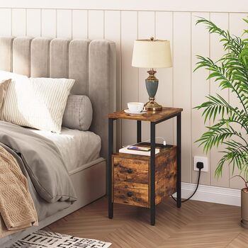 Narrow Side Table Bedside End Table Charging Station, 2 of 12