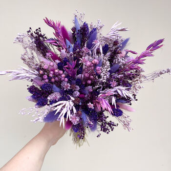 Purple And Lilac Dried Flower Bouquet Round, 5 of 7