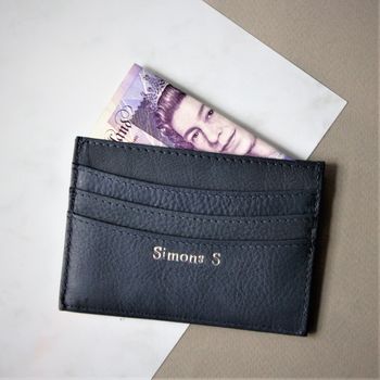 Personalised Luxury Leather Mens Slim Card Sleeve, 2 of 6