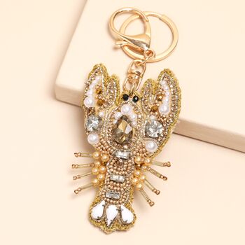 Beaded Gold Lobster Keyring And Bag Charm, 2 of 3